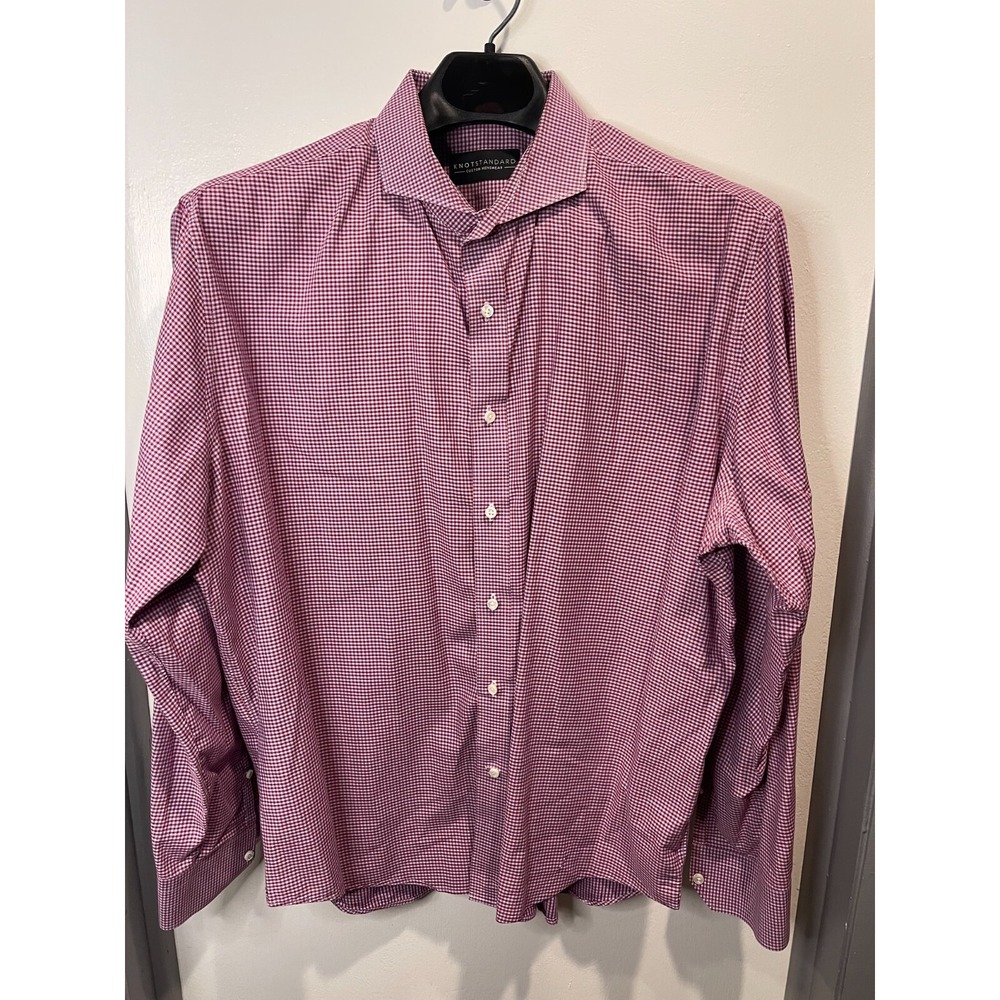Knot Standard Mens Cotton LS Button Up Red White Check Shirt‎ Size XL
